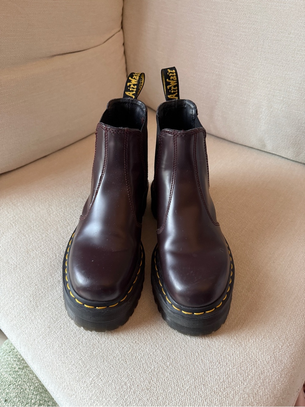 Dr. Martens Burgundy Leather Platform Chelsea Boot